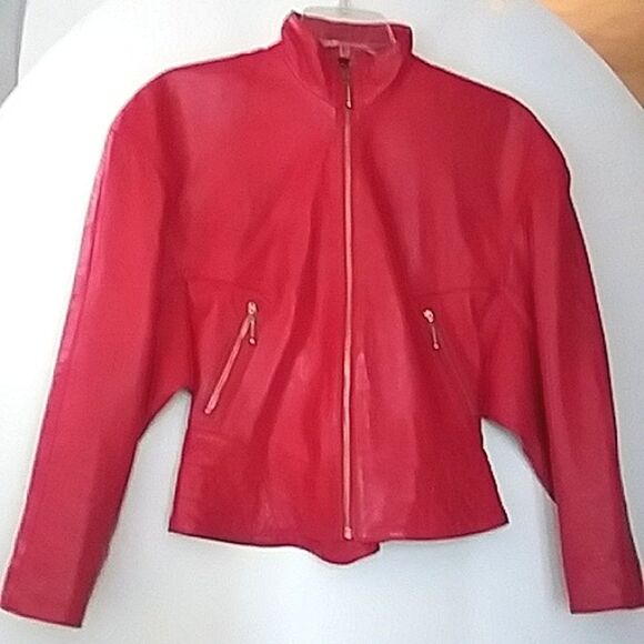 Michael Hoban North Beach Leather Red Motorcycle Jacket Vintage 80s 90s - Picture 1 of 16